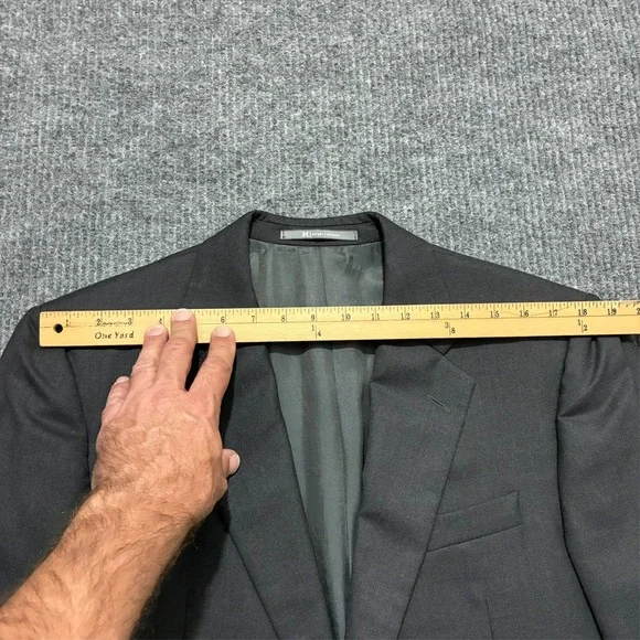 Hickey Freeman Loro Piana Super 130s Wool Suit 41 Reg Charcol Black Two Button
